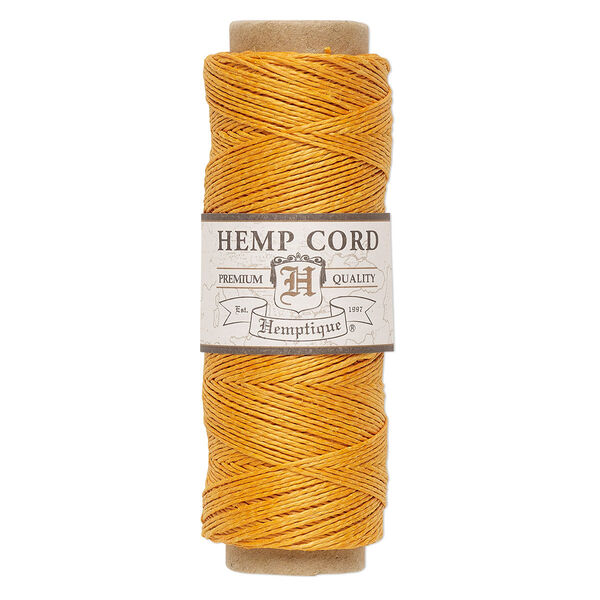 Cord, Hemptique®, polished hemp, gold, 0.5mm diameter, 10-pound test. Sold per 205-foot spool. image number 0
