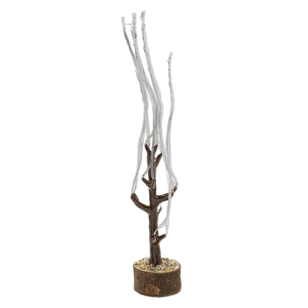 Component, galvanized steel / gum arabic tree / multi-gemstone (natural/dyed/heated) / epoxy / felt, multicolored, 13x3-inch tree. Sold Individually. image number 0
