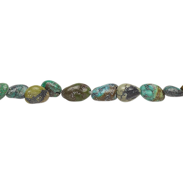 Bead, turquoise (dyed / stabilized), blue and green, mini nugget, Mohs hardness 5 to 6. Sold per 15" to 16" strand. image number 0