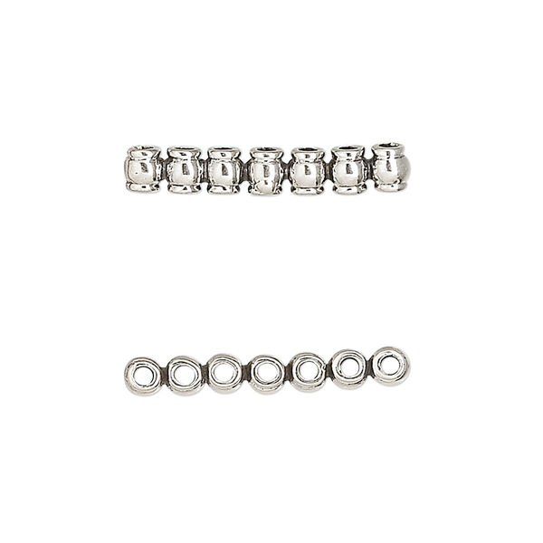 Spacer bar, sterling silver, 24x3mm 7-strand tube. Sold individually. image number 0