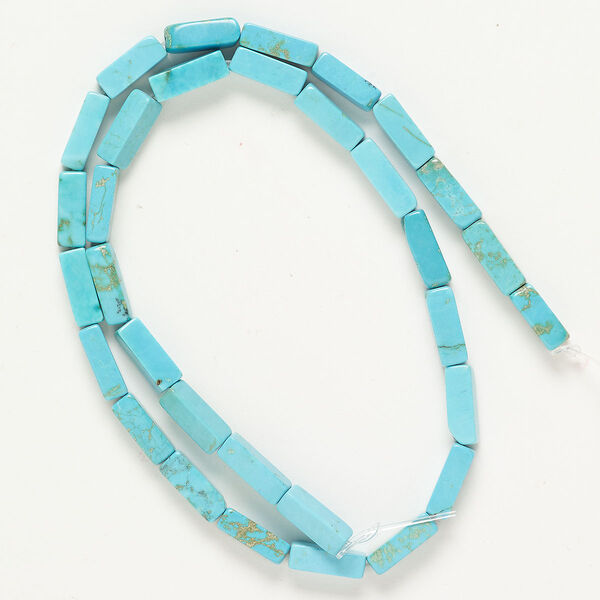 Bead "turquoise" resin 1pk 12x4mm-13x5mm rectangle tube, blue imitation 15 inch image number 0