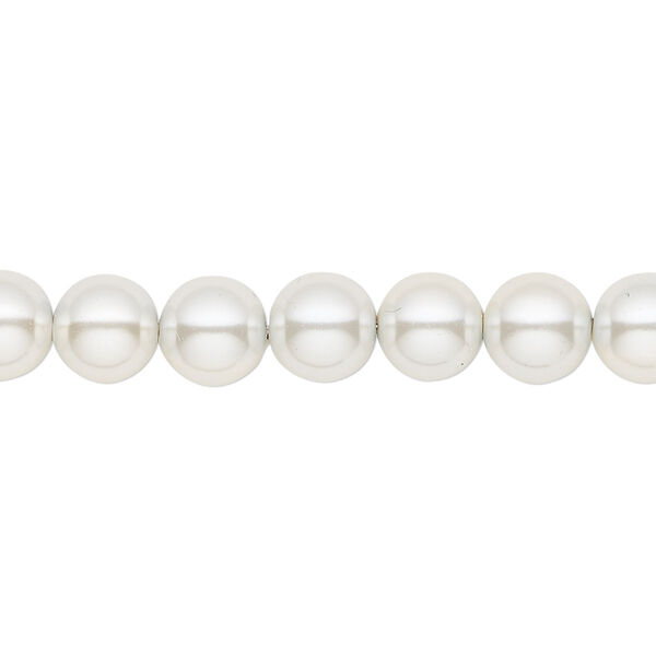 Bead, Hemalyke™ (man-made), pearlescent white, 8mm round. Sold per 15-1/2" to 16" strand. image number 0