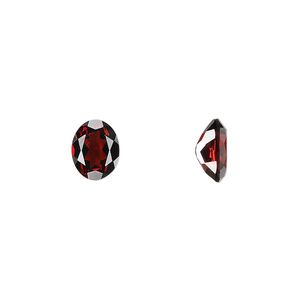 Almandite garnet 1pkg1, hand-cut faceted oval gem natural 9x7mm