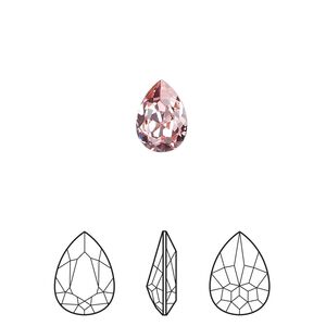 Fancy stone 144pk light rose foil back, Swarovski® 10x7mm pear 4320