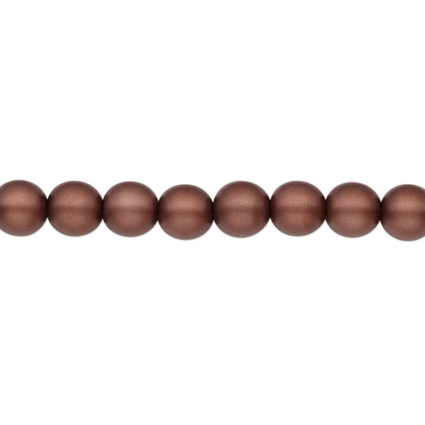 Bead, Czech pearl-coated glass druk, opaque matte mocha, 6mm round. Sold per 15-1/2" to 16" strand. image number 0