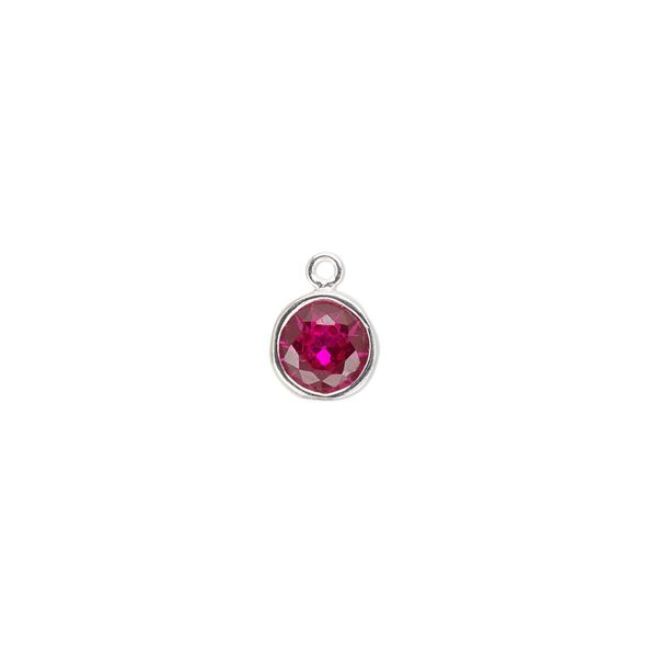 Drop, cubic zirconia and sterling silver, ruby red, 7mm faceted round. Sold individually. image number 0