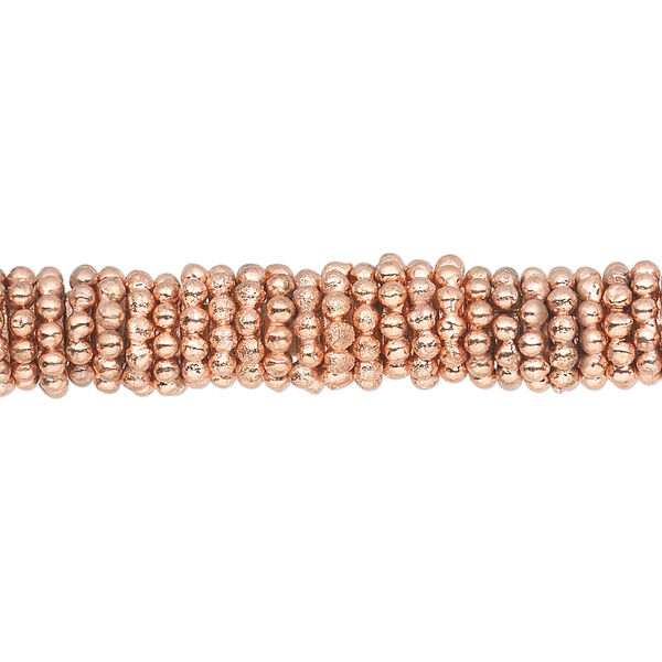 Bead, shiny copper, 8x2mm beaded rondelle. Sold per pkg of 50 grams, approximately 110-130 beads. image number 0