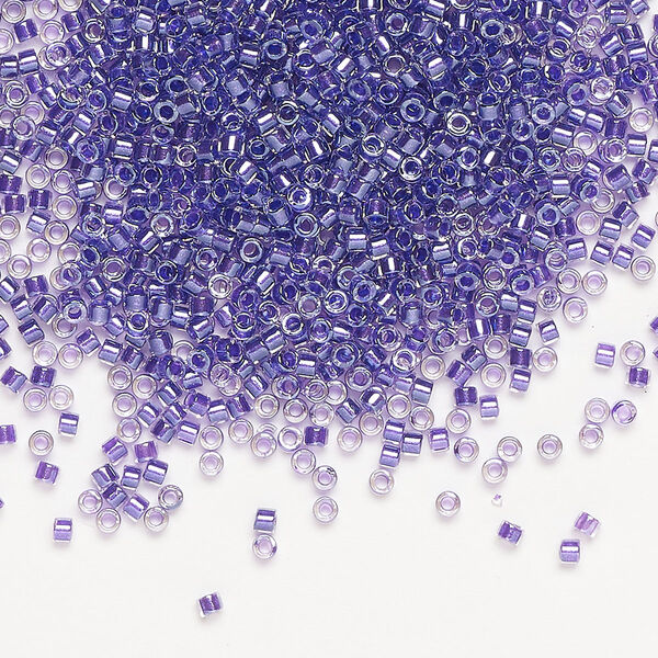 Seed bead, Delica®, glass, pkg/250g, #11 round, translucent purple-lined luster crystal clear (DB-0906). image number 0