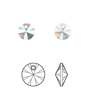 Drop 144pk aquamarine shimmer, Swarovski® 8mm pendant mini disk 6428
