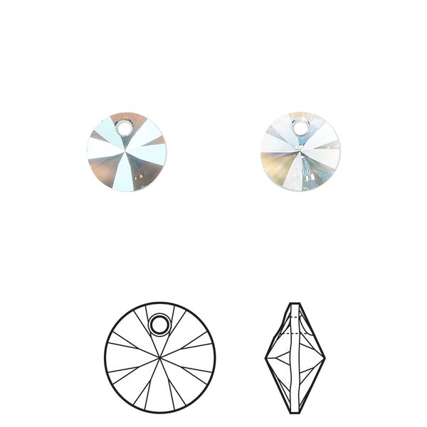 Drop 144pk aquamarine shimmer, Swarovski® 8mm pendant mini disk 6428 image number 0