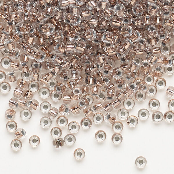 Seed bead, Miyuki, glass, pkg/250g, #8 rocaille, transparent copper-lined crystal clear, (RR-197). image number 0