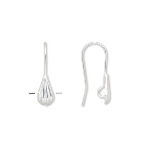 Ear wire fishhook 1pkg10 sterling silver-filled, 20mm / 9x5mm corrugated teardrop / hidden open loop, 21 gauge 5 pair