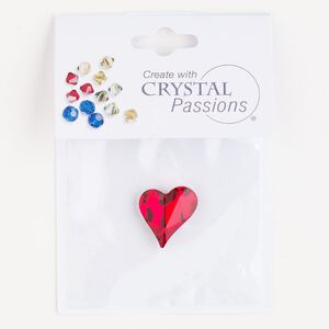 Fancy stone 1pk light Siam foil back, Crystal Passions® 17x15.5mm sweet heart 4809