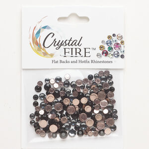 Flat back mix 1pkg144 smoked topaz and light Colorado topaz foil back, Crystal FIRE®, 3.00-4.80mm hotfix round SS12 / SS16 / SS20