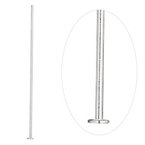 Head pin, sterling silver, 2 inches, 20 gauge. Sold per pkg of 10.