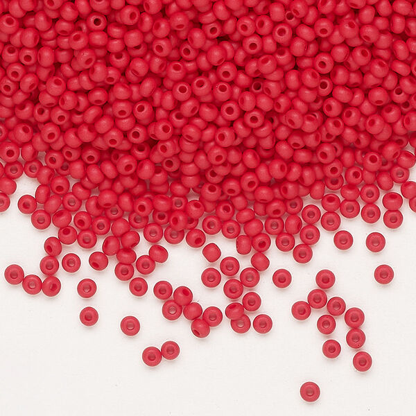 Seed bead, Preciosa Ornela Czech glass, pkg/500g, #11 rocaille, opaque matte red, (93190). image number 0