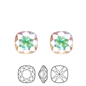 Fancy stone 2pk crystal AB foil back, Preciosa MAXIMA Czech crystal rhinestone 10mm cushion square
