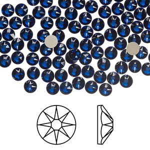 Flat back 144pk dark sapphire foil back, Crystal Passions® Regenerated 3.8-4mm rose round SS16 2088