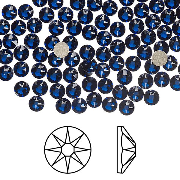Flat back 144pk dark sapphire foil back, Crystal Passions® Regenerated 3.8-4mm rose round SS16 2088 image number 0