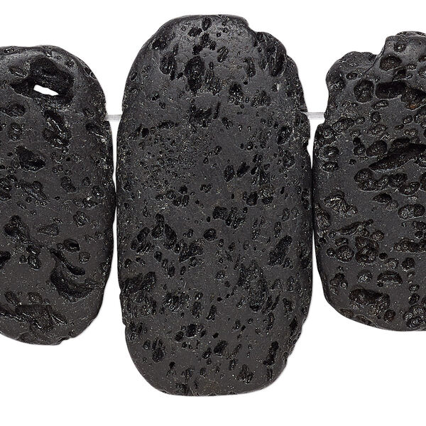 Bead, lava rock (waxed), 20x14mm-28x18mm top-drilled irregular oval, B grade, Mohs hardness 3 to 3-1/2. Sold per 15-1/2" to 16" strand. image number 0