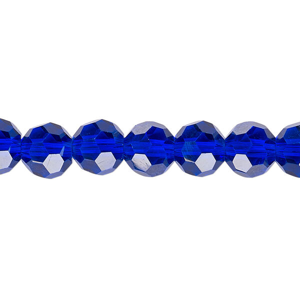 Bead 1pk 32 facets translucent cobalt blue, Celestial Crystal® 8mm round 15.5-16 inch image number 0