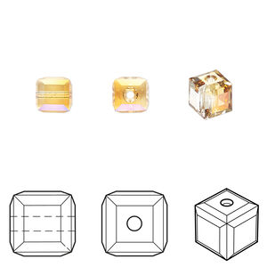 Bead 1pkg144 dark orange TCF™, Swarovski®, 6mm faceted cube 5601