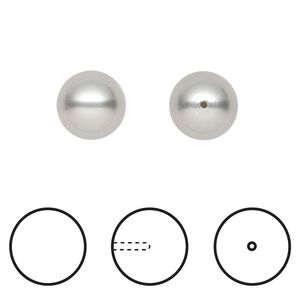 Pearl 1pkg4 light grey, Crystal Passions® 10mm half-drilled round 5818