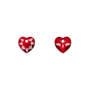 Drop 72pk light Siam, Swarovski® 8mm pendant heart cut 6432