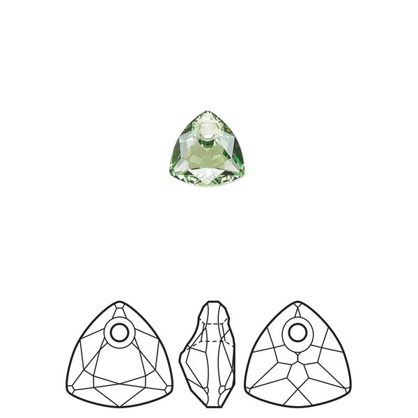 Drop 1pk peridot, Crystal Passions® Regenerated 8mm pendant trilliant cut 6434 image number 0