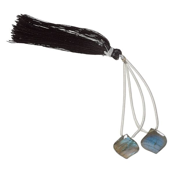 Labradorite 1pkg2, hand-cut top-drilled puffed teardrop bead natural 14x14mm image number 1
