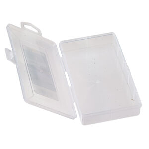 Organizer box, The Beadery®, 1pkg1, plastic, clear, 6-3/8 x 3-5/8 x 1 inches with 1 fixed compartment (2179).