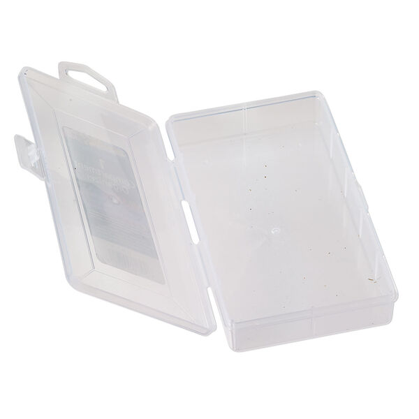 Organizer box, The Beadery®, 1pkg1, plastic, clear, 6-3/8 x 3-5/8 x 1 inches with 1 fixed compartment (2179). image number 0