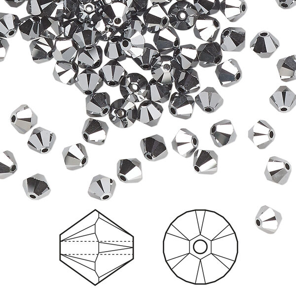 Bead 144pk crystal light chrome 2X, Crystal Passions® 4mm bicone 5328 image number 0