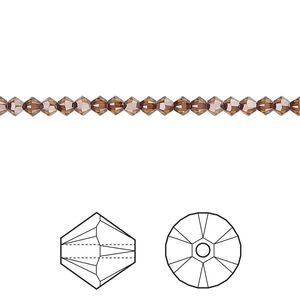 Bead 48pk light amber, Crystal Passions&reg; 3mm bicone 5328