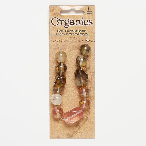 Bead, tigerskin glass, 12-13mm round and medium to large nugget. Sold per pkg of 11. image number 0
