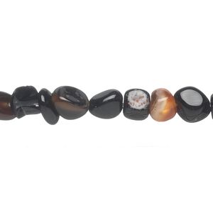 Black agate 1pkg1, pebble bead 15 inch small