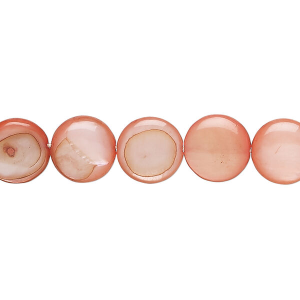 Mother-of-pearl shell 1pkg1, puffed flat round bead 15 inch dark tulip 9-10mm image number 0
