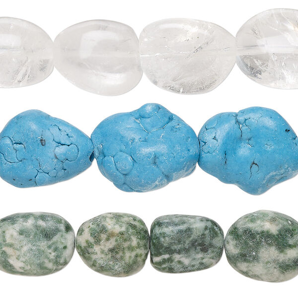 Multi-gemstone / glass 1pkg3, nugget bead 13 inch mix large image number 0