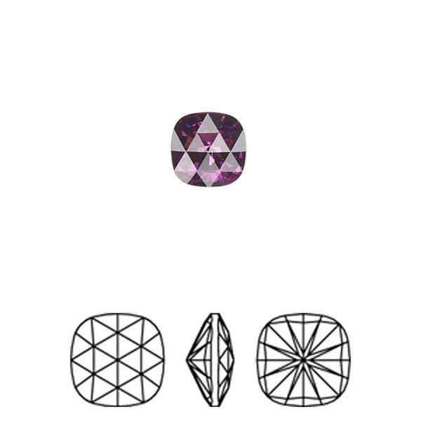 Fancy stone 2pk amethyst foil back, Crystal Passions® 8mm rose cut cushion 4471 image number 0