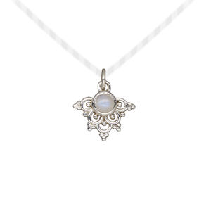 Rainbow moonstone / sterling silver 1pkg1, beaded fancy arrowhead drop natural antiqued 13x11mm