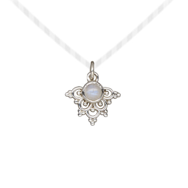 Rainbow moonstone / sterling silver 1pkg1, beaded fancy arrowhead drop natural antiqued 13x11mm image number 0