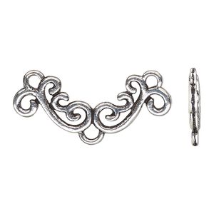 Focal, antique silver-finished "pewter" (zinc-based alloy), 33x15.5mm double-sided with closed loop. Sold per pkg of 10.