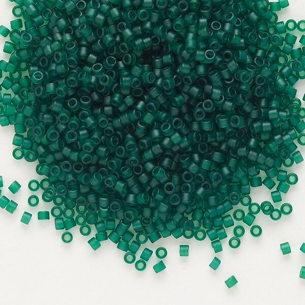 Seed bead, Delica®, glass, pkg/250g, #11 round, translucent matte emerald green (DB-0776). image number 0