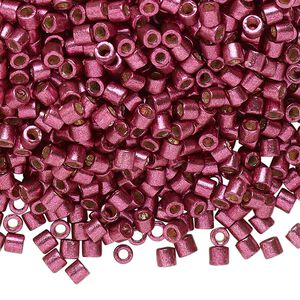 Seed bead, Delica®, glass, pkg/250g, #8 round, Duracoat® opaque galvanized magenta (DBL-1849).