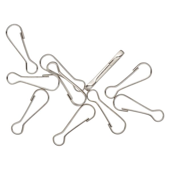 Clasp, snap, silver-finished steel, 33x10mm. Sold per pkg of 10. image number 0