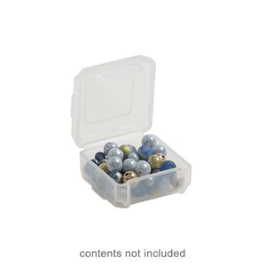 Organizer, Dot Box™, plastic, clear, 1-1/4 x 1-1/4 x 1/2 inch rectangle with pop-up lid. Sold per pkg of 8.