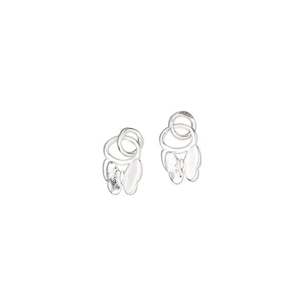 Charm, sterling silver, 5.5x5mm single-sided butterfly with 4mm closed round loop. Sold per pkg of 2. image number 0