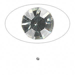 Chaton, glass rhinestone, black diamond, foil back, 1.6-1.7mm faceted round, PP10. Sold per pkg of 72.