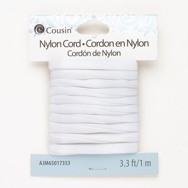 Nylon 1pkg1, flat round cord white 1m 5mm image number 0