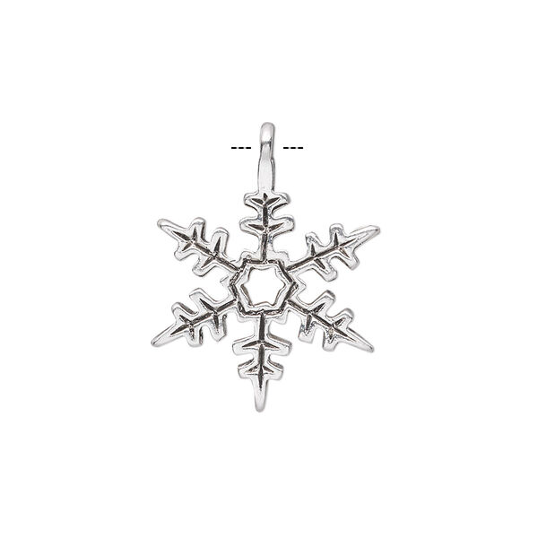 Charm, antique silver-plated "pewter" (zinc-based alloy), 20x18mm single-sided snowflake. Sold per pkg of 20. image number 0